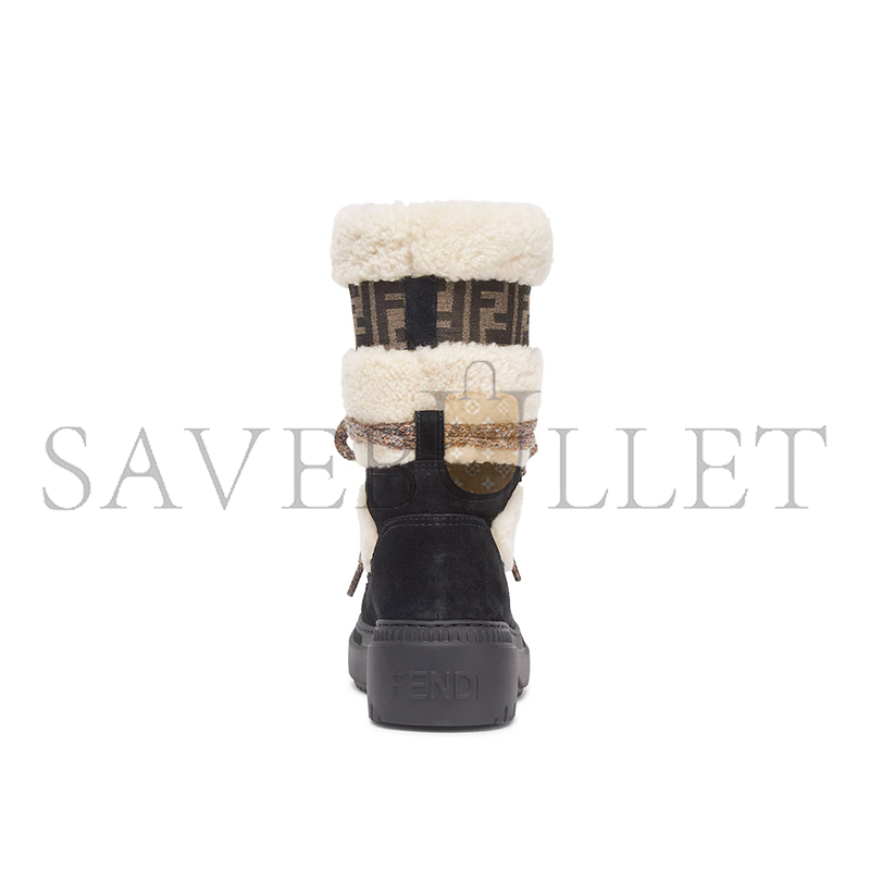 F**di apres chic white sheepskin and black suede boots 8t8591aossf1qjh